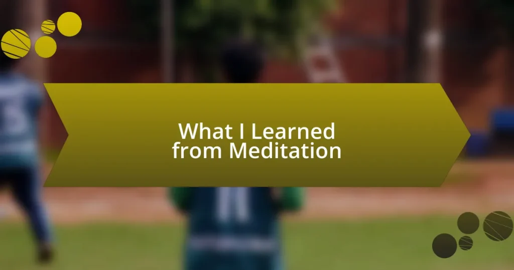 What I Learned from Meditation