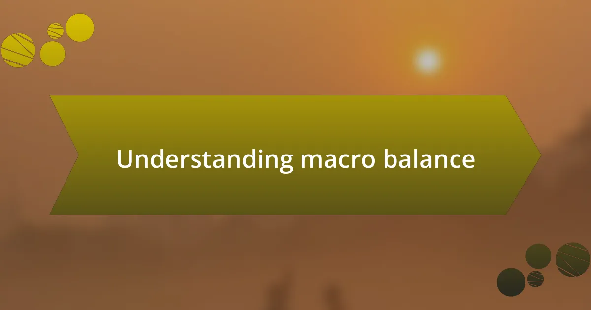 Understanding macro balance