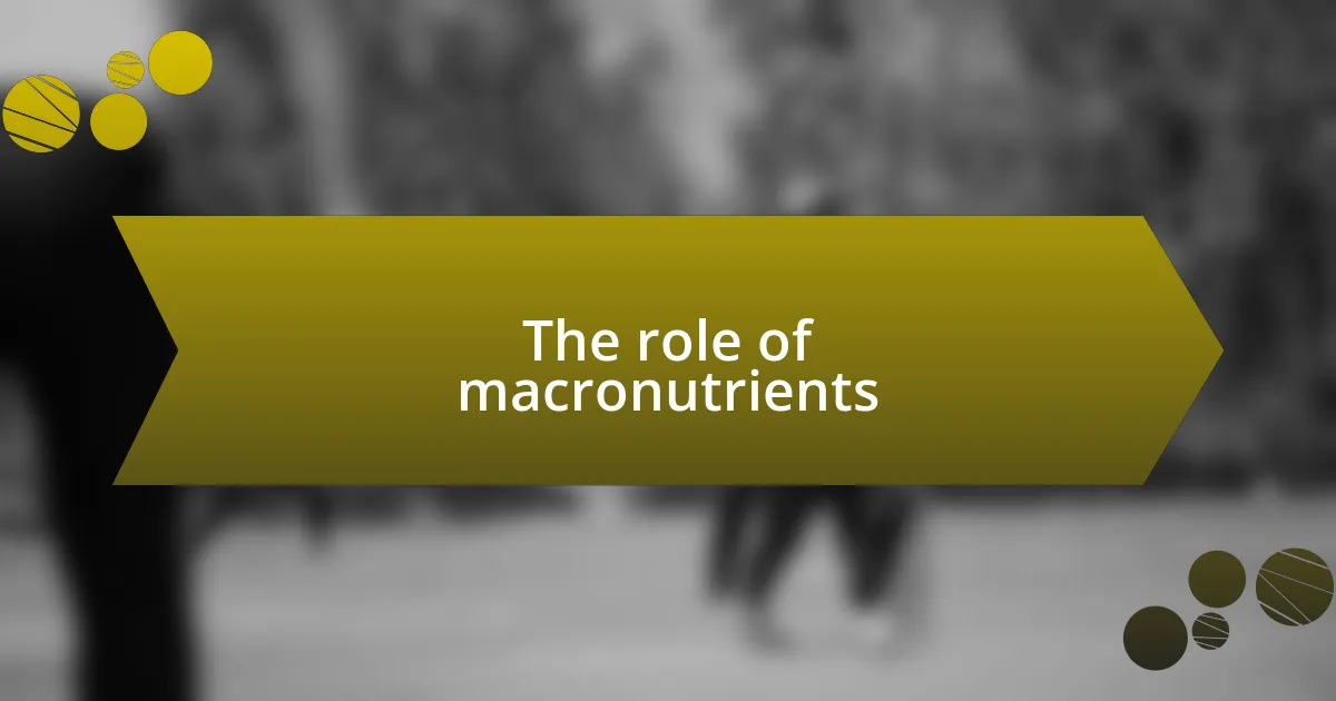 The role of macronutrients