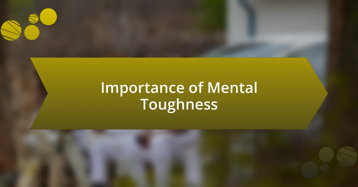 Importance of Mental Toughness