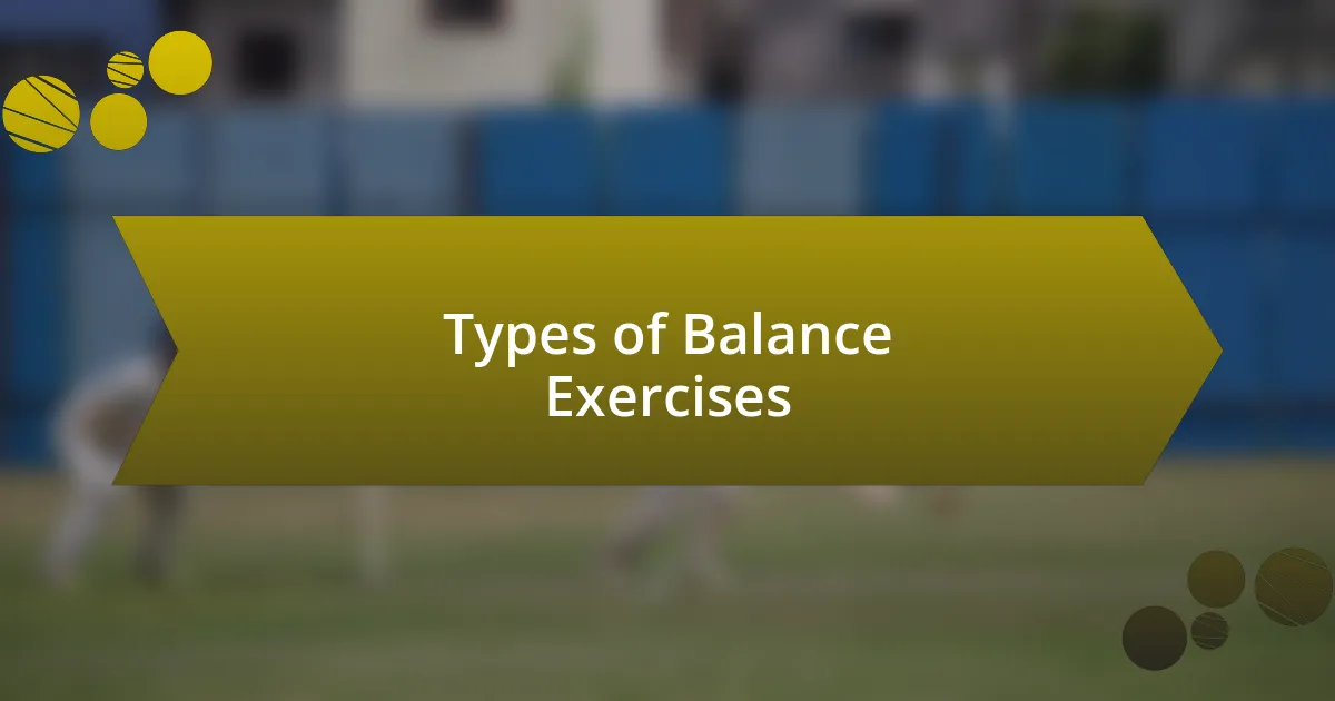 Types of Balance Exercises